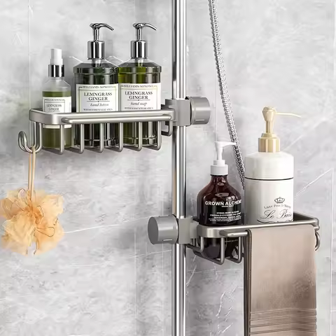 Étagère multicouche aluminium adhésive douche