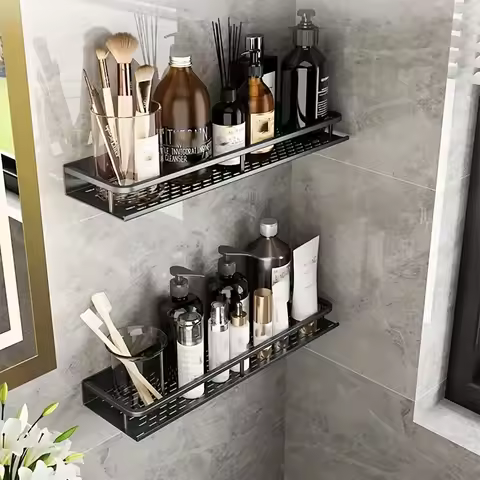 Étagère murale aluminium vissée cosmétiques